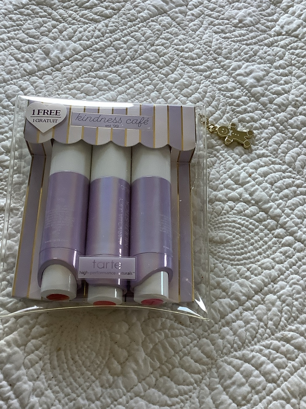 New tarte Kindness Café 3 x Lip & Cheek Stick Set Trio + Charm